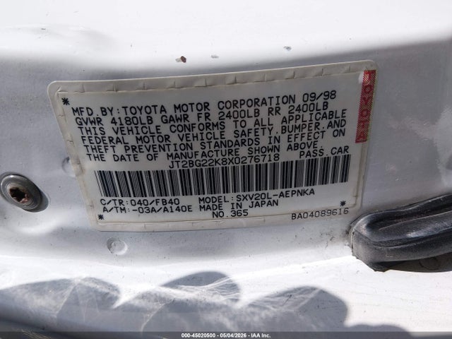 Продаж на аукціоні авто 1999 Toyota Camry Le, vin: JT2BG22K8X0276718, номер лоту: 45020500