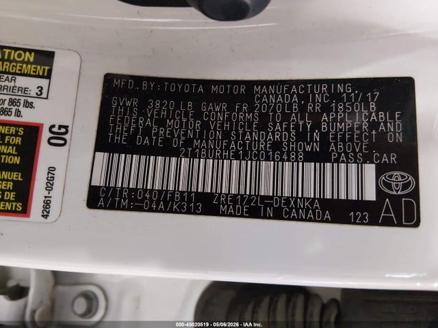 Toyota COROLLA LE 2018 2T1BURHE1JC016488 Image 9