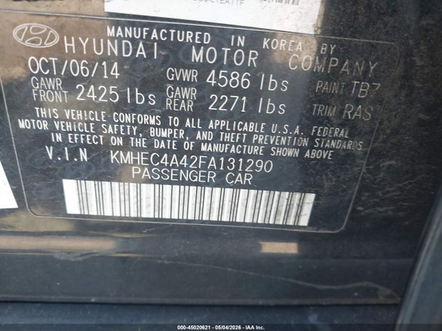 Продажа на аукционе авто 2015 Hyundai Sonata Hybrid, vin: KMHEC4A42FA131290, номер лота: 45020621