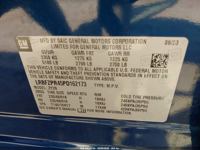 45020704 :رقم المزاد ، LRBFZPR45PD162173 vin ، 2023 Buick Envision Essence Awd مزاد بيع