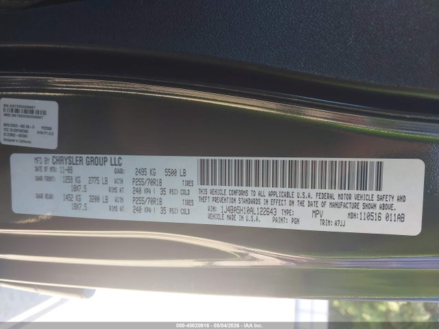 Aukcja sprzedaży 2010 Jeep Wrangler Unlimited Sahara, vin: 1J4BA5H10AL122643, numer aukcji: 45020916