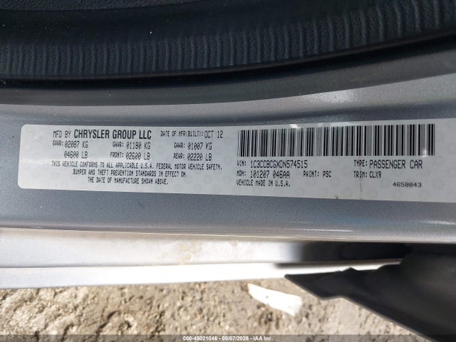 Aukcja sprzedaży 2013 Chrysler 200 Limited, vin: 1C3CCBCGXDN574515, numer aukcji: 45021046