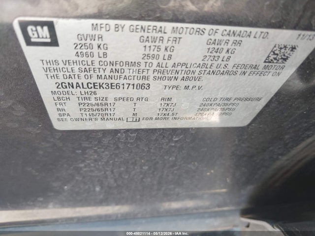 Aukcja sprzedaży 2014 Chevrolet Equinox 2lt, vin: 2GNALCEK3E6171063, numer aukcji: 45021114