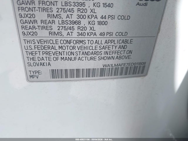 Продажа на аукционе авто 2014 Audi Q7 3.0 Tdi Premium, vin: WA1LMAFE7ED011808, номер лота: 45021156