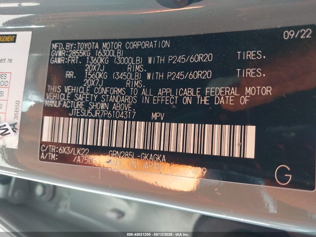 Продажа на аукционе авто 2023 Toyota 4runner Trd Sport, vin: JTESU5JR7P6104317, номер лота: 45021200