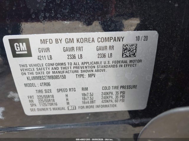 Aukcja sprzedaży 2021 Buick Encore Gx Fwd Preferred, vin: KL4MMBS27MB085150, numer aukcji: 45021203