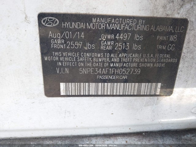 Aukcja sprzedaży 2015 Hyundai Sonata Limited, vin: 5NPE34AF1FH052739, numer aukcji: 45021204