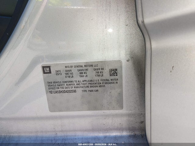 Aukcja sprzedaży 2013 Chevrolet Sonic Ls Auto, vin: 1G1JA5SH3D4202596, numer aukcji: 45021259