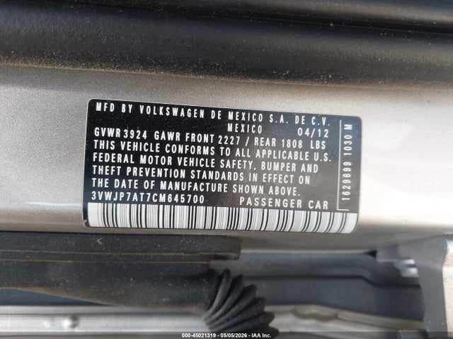 Продаж на аукціоні авто 2012 Volkswagen Beetle 2.5l, vin: 3VWJP7AT7CM645700, номер лоту: 45021319