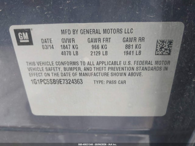 Продаж на аукціоні авто 2014 Chevrolet Cruze 1lt Auto, vin: 1G1PC5SB9E7324363, номер лоту: 45021348