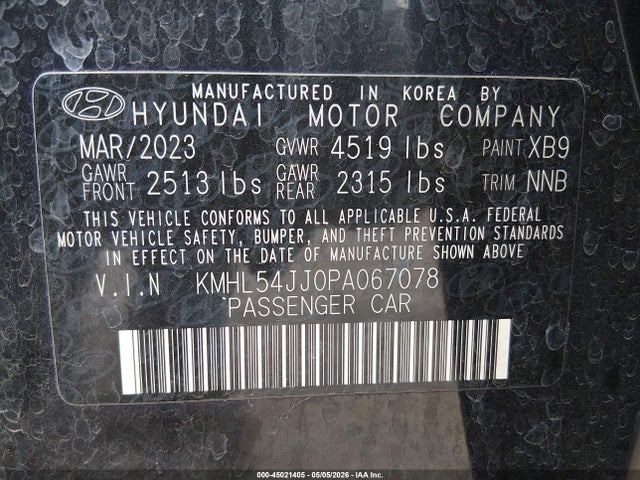 KMHL54JJ0PA067078 Hyundai Sonata Hybrid Limited