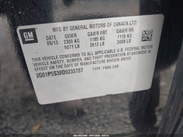 Aukcja sprzedaży 2013 Cadillac Xts Luxury, vin: 2G61P5S38D9233787, numer aukcji: 45021409