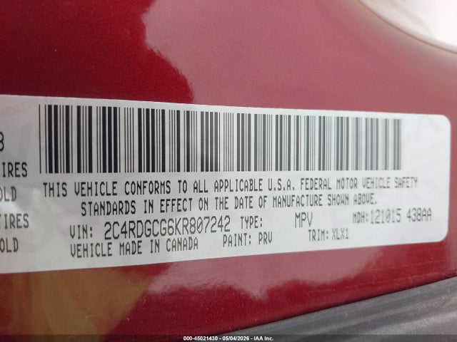Dodge Grand Caravan Sxt 2019 2C4RDGCG6KR807242 Image 9