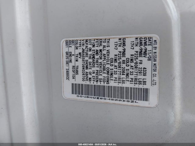 Aukcja sprzedaży 2009 Nissan Rogue Sl, vin: JN8AS58T09W326700, numer aukcji: 45021454