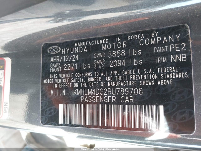 2024 Hyundai Elantra Sel მანქანა იყიდება აუქციონზე, vin: KMHLM4DG2RU789706, აუქციონის ნომერი: 45021481