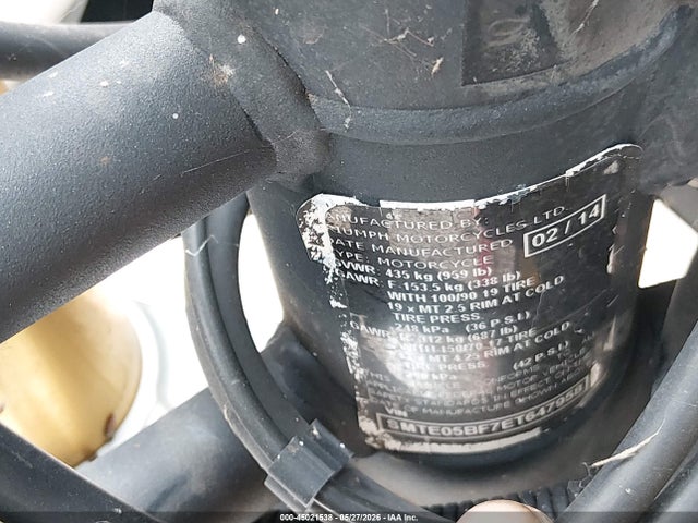 45021538 :رقم المزاد ، SMTE05BF7ET647958 vin ، 2014 Triumph Motorcycle Tiger 800/abs مزاد بيع