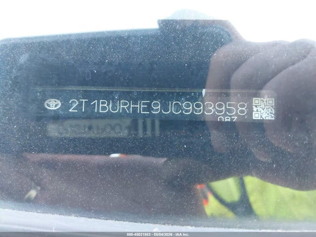 2018 Toyota Corolla Le მანქანა იყიდება აუქციონზე, vin: 2T1BURHE9JC993958, აუქციონის ნომერი: 45021583