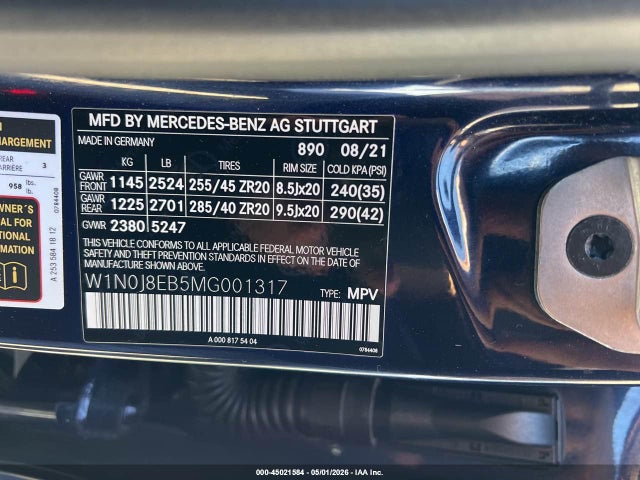 Продаж на аукціоні авто 2021 Mercedes-benz Glc 300 4matic Coupe, vin: W1N0J8EB5MG001317, номер лоту: 45021584