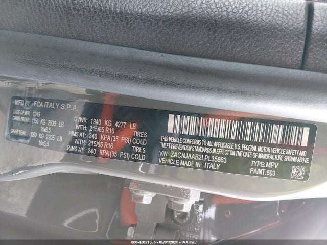Aukcja sprzedaży 2020 Jeep Renegade Sport Fwd, vin: ZACNJAAB2LPL35863, numer aukcji: 45021585