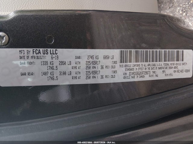 2019 Dodge Grand Caravan Se მანქანა იყიდება აუქციონზე, vin: 2C4RDGBG2KR729673, აუქციონის ნომერი: 45021664