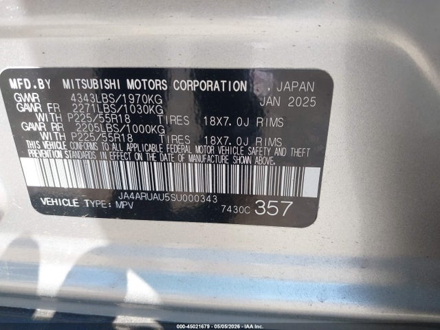 Продажа на аукционе авто 2025 Mitsubishi Outlander Sport 2.0 Es Awc/2.0 Le Awc/2.0 S Awc/2.0 Se Awc/2.0 Trail Edition Awc, vin: JA4ARUAU5SU000343, номер лота: 45021679