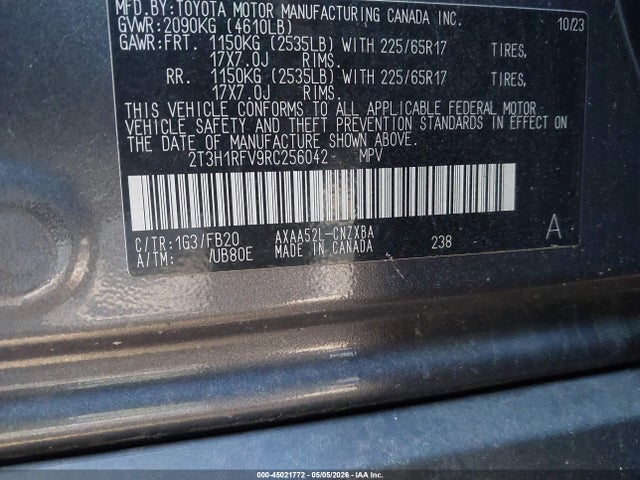 Продаж на аукціоні авто 2024 Toyota Rav4 Le, vin: 2T3H1RFV9RC256042, номер лоту: 45021772