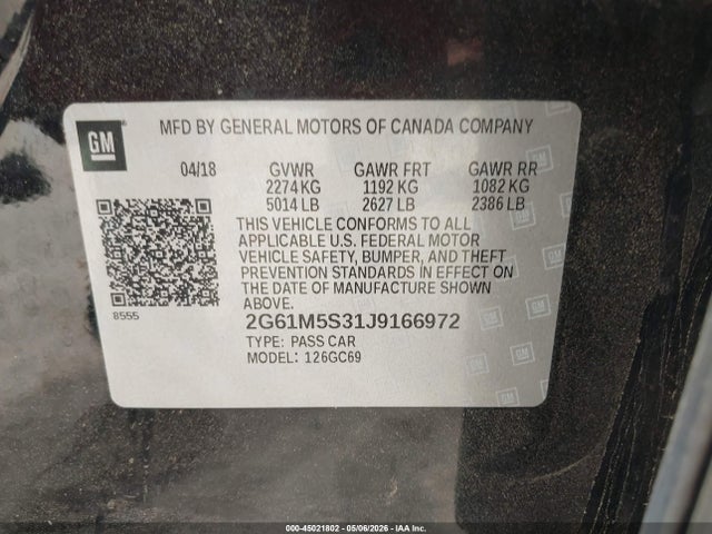 Продаж на аукціоні авто 2018 Cadillac Xts Luxury, vin: 2G61M5S31J9166972, номер лоту: 45021802