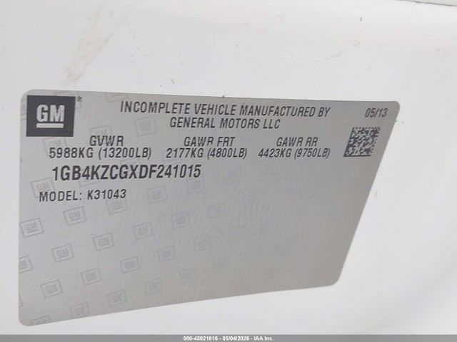 45021816 :رقم المزاد ، 1GB4KZCGXDF241015 vin ، 2013 Chevrolet Silverado 3500hd Chassis Work Truck مزاد بيع