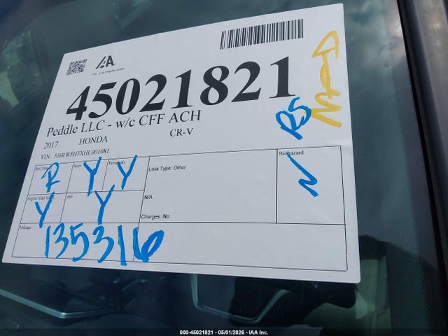 5J6RW5H3XHL001081 Honda CR-V LX