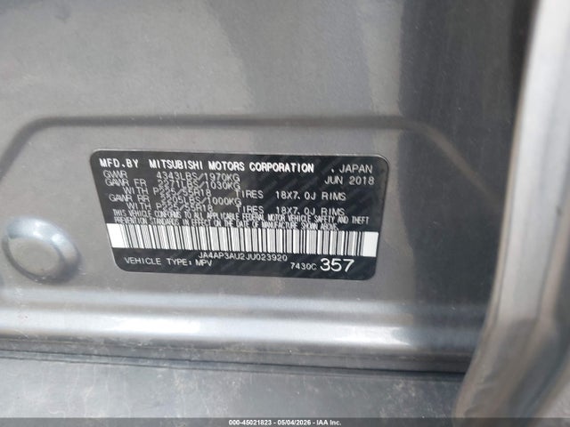 Aukcja sprzedaży 2018 Mitsubishi Outlander Sport Es/se, vin: JA4AP3AU2JU023920, numer aukcji: 45021823
