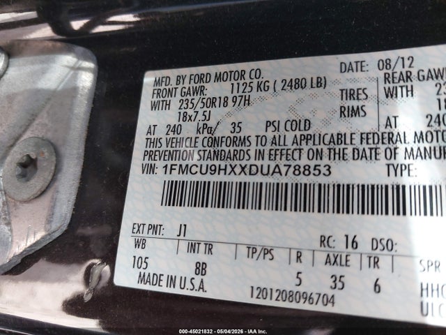 Продаж на аукціоні авто 2013 Ford Escape Sel, vin: 1FMCU9HXXDUA78853, номер лоту: 45021832
