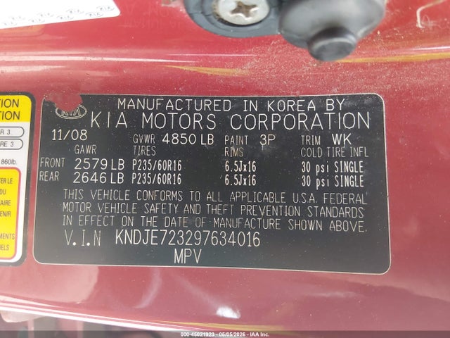 Продаж на аукціоні авто 2009 Kia Sportage Ex V6, vin: KNDJE723297634016, номер лоту: 45021923