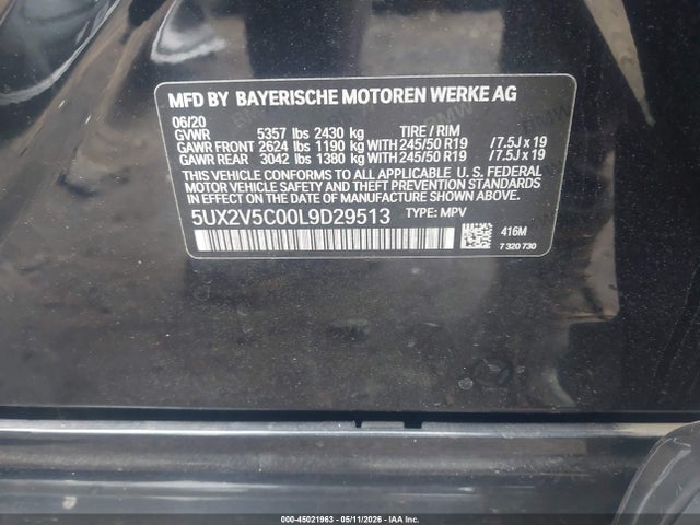 2020 Bmw X4 M40i მანქანა იყიდება აუქციონზე, vin: 5UX2V5C00L9D29513, აუქციონის ნომერი: 45021963