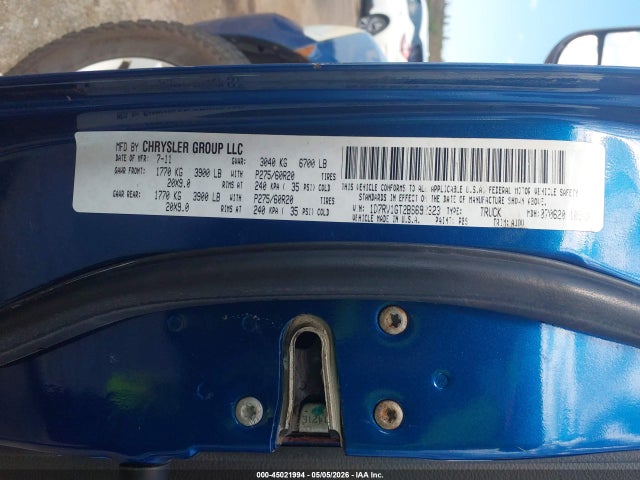 2011 Ram Ram 1500 Sport მანქანა იყიდება აუქციონზე, vin: 1D7RV1GT2BS692323, აუქციონის ნომერი: 45021994