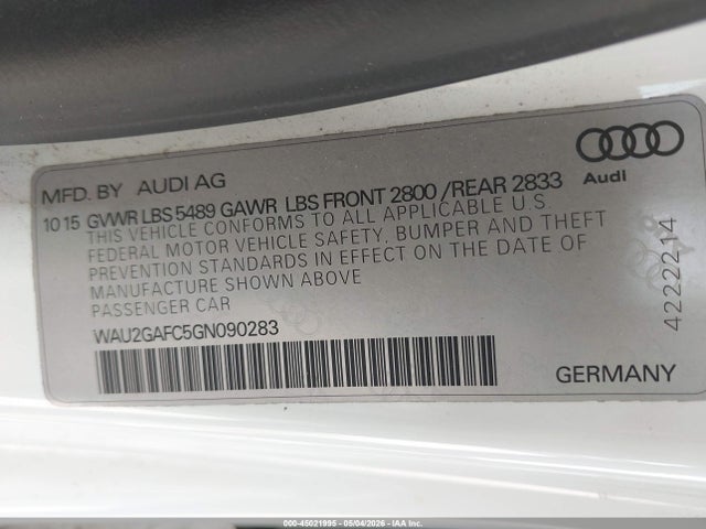 Продаж на аукціоні авто 2016 Audi A7 3.0t Premium Plus, vin: WAU2GAFC5GN090283, номер лоту: 45021995