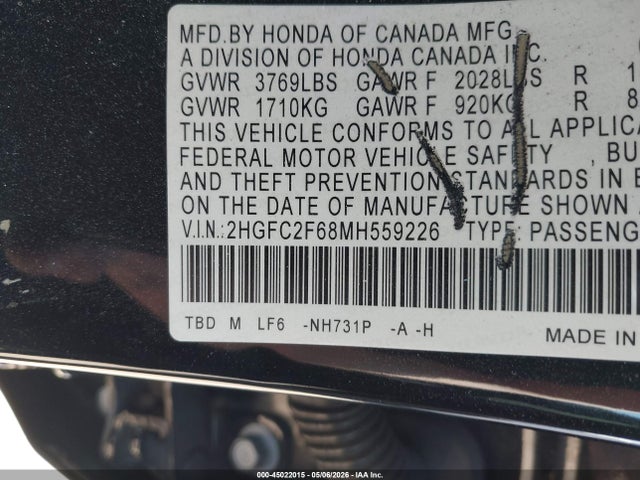 2HGFC2F68MH559226 Honda Civic Lx