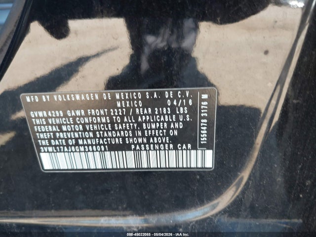 Продаж на аукціоні авто 2016 Volkswagen Jetta 1.8t Sel, vin: 3VWL17AJ6GM366091, номер лоту: 45022085