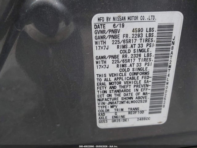 Продаж на аукціоні авто 2020 Nissan Rogue S Fwd, vin: JN8AT2MT4LW002528, номер лоту: 45022090