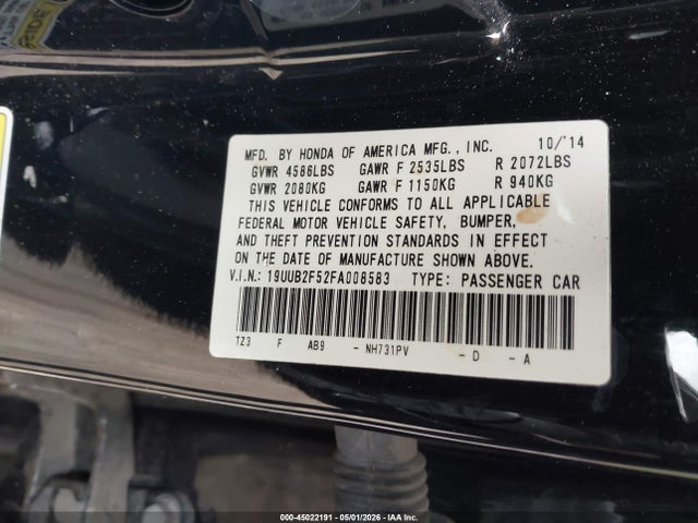 2015 Acura Tlx V6 Tech მანქანა იყიდება აუქციონზე, vin: 19UUB2F52FA008583, აუქციონის ნომერი: 45022191