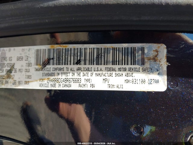 2011 Chrysler Town & Country Touring-l მანქანა იყიდება აუქციონზე, vin: 2A4RR8DG4BR676683, აუქციონის ნომერი: 45022215