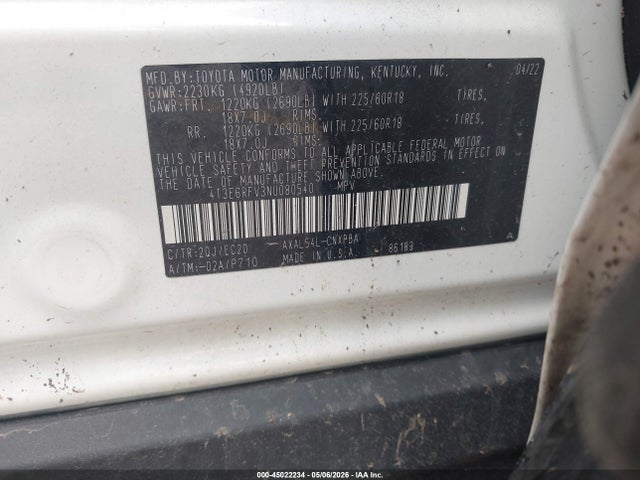 Aukcja sprzedaży 2022 Toyota Rav4 Hybrid Xse, vin: 4T3E6RFV3NU080540, numer aukcji: 45022234