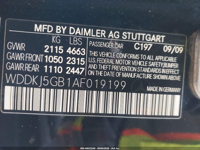 45022249 :رقم المزاد ، WDDKJ5GB1AF019199 vin ، 2010 Mercedes-benz E 350 مزاد بيع