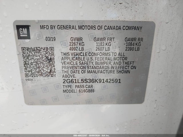 45022257 :رقم المزاد ، 2G61L5S36K9142591 vin ، 2019 Cadillac Xts Standard مزاد بيع