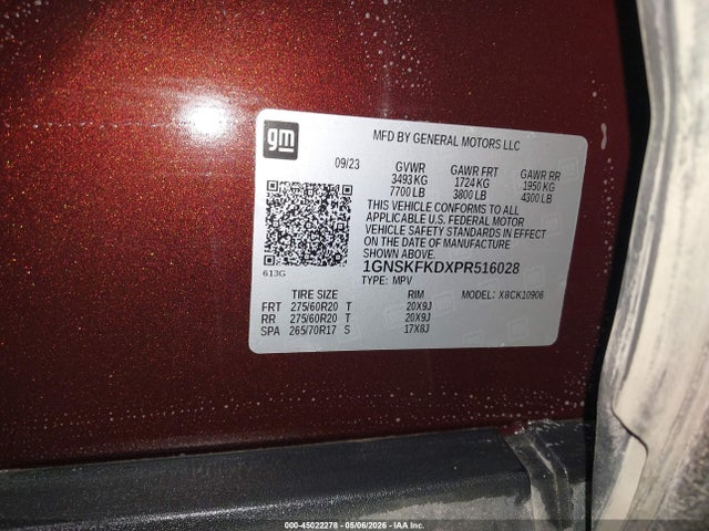 Продажа на аукционе авто 2023 Chevrolet Suburban 4wd Premier, vin: 1GNSKFKDXPR516028, номер лота: 45022278
