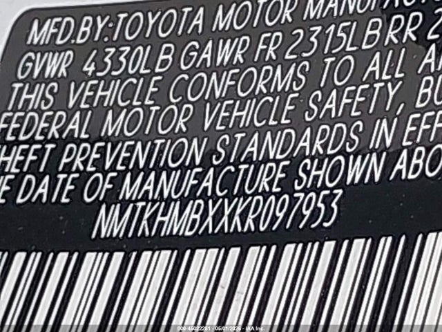 2019 Toyota C-hr Xle მანქანა იყიდება აუქციონზე, vin: NMTKHMBXXKR097953, აუქციონის ნომერი: 45022281