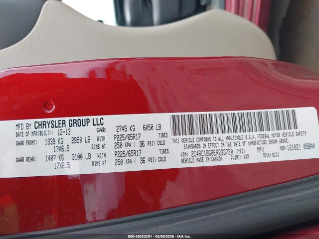 Продаж на аукціоні авто 2014 Chrysler Town & Country Touring, vin: 2C4RC1BG8ER233720, номер лоту: 45022291