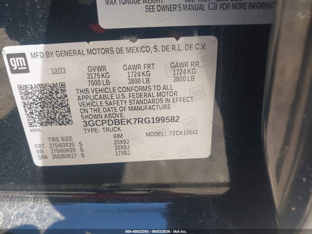 3GCPDBEK7RG199582 Chevrolet Silverado 1500 4wd Short Bed Custom