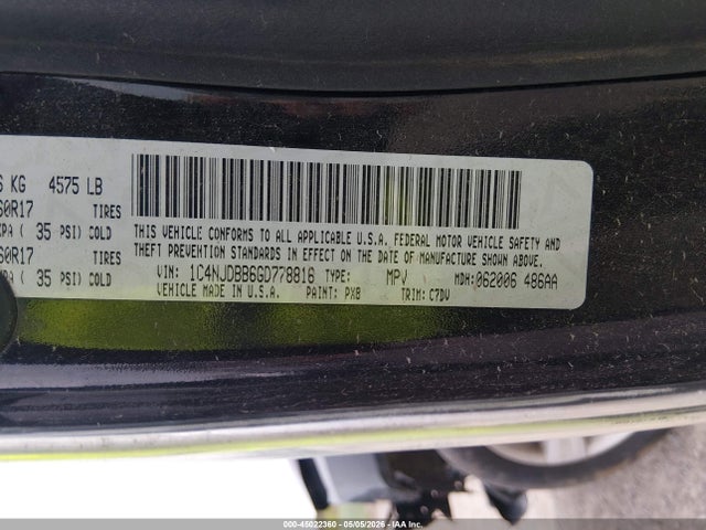 Продажа на аукционе авто 2016 Jeep Compass Sport, vin: 1C4NJDBB6GD778816, номер лота: 45022360