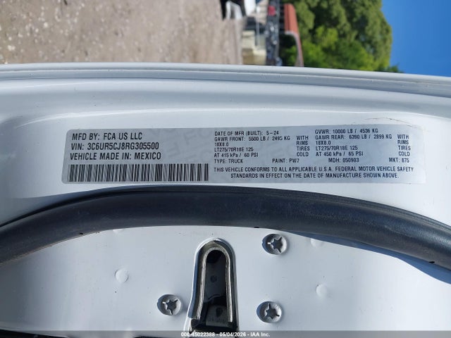 Aukcja sprzedaży 2024 Ram 2500 Tradesman  4x4 6'4 Box, vin: 3C6UR5CJ8RG305500, numer aukcji: 45022388