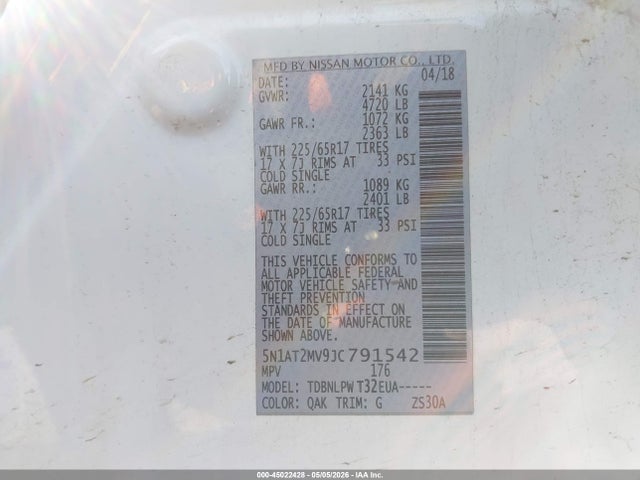 Nissan ROGUE S 2018 5N1AT2MV9JC791542 Image 9